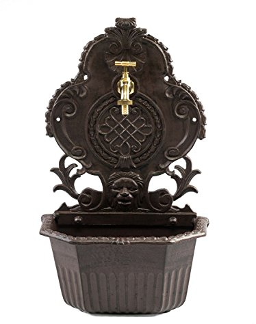 Fontaine de Jardin sur Pied avec Vasque - Style Ancien - Aluminium - Motif Lion - 59 cm