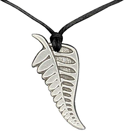 New Zealand Silver Fern Pendant, Surfer Pendant, Handmade, in Fine Pewter, with Adjustable Waxed Cord. by William Sturt