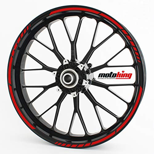 Motoking Adesivi per Il Bordo del cerchione GP - Progettazione Grafica - Kit Completo per Cerchioni da 15 a 19 / Colore a Scelta