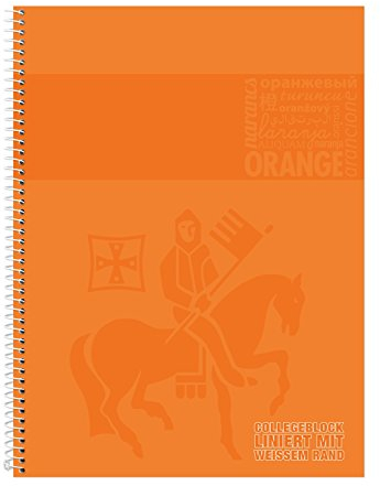 Staufen 4006050049293 Collegeblock, Premium, A4, 5er Pack, 80Bl, Lin25, 90 g, liniert breiter Rand, orange