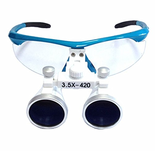 Zgood Zahnmedizinische Brille mit Vergrößerungsgläsern, 3,5 x 420 mm, blau