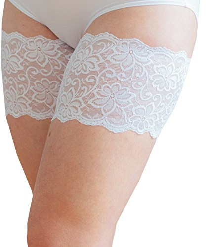 Bandelettes, elastic thigh straps that do not chafe - prevents friction on the thigh. - White - One size