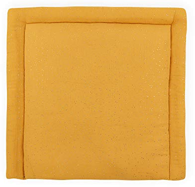 KraftKids Wickelauflage in Musselin goldene Punkte auf Gelb, Wickelunterlage 78x78 cm (BxT), Wickelkissen