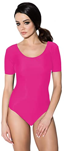 Aquarti Damen Ballett Trikot Kurzarm Gymnastik Tanz-Body, Farbe: Pink, Größe: 36