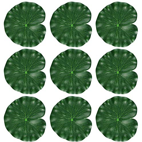 Amosfun 10 Stücke Künstliche Schwimmende Lotusblumen Blätter Realistische Seerose Pads für Hausgarten Terrasse Teich Aquarium Schwimmbad Hochzeitsfest