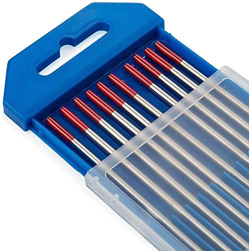 TEN-HIGH TIG Tungsten Electrodes with 2% red, WT20(Red) Tungsten Electrode, 2.0mm x150mm 10pcs Pack