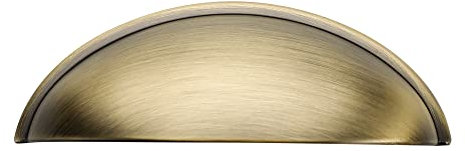 Alzassbg 10 Pack Brushed Antique Brass Cabinet Cup Pulls, 3 Inch(76mm) Hole Centers Cabinet Handles Hardware Bin Cup Metal Drawer Pulls Handles AL3031AB