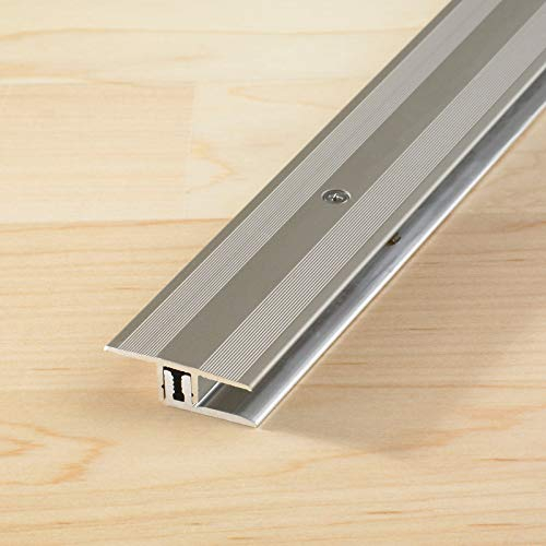 HORI® Bodenprofil Übergangsprofil I Aluminium-Bodenleiste in Silber, Champagne und Edelstahl I passend für Vinyl, Laminat, Parkett I Übergangsprofil Bodenbelagstärke: 6,5-15 mm I Edelstahl Silber Alu