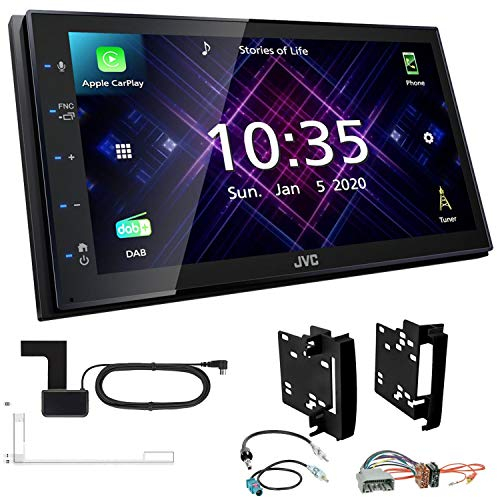 JVC KW-M565DBT 2-DIN Autoradio mit DAB Antenne passend für Chrysler 300C 2008-2010 schwarz
