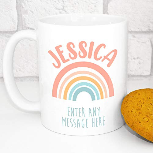 103 Designs Personalised Rainbow Mug - Ceramic, 11oz, Custom Gift - Add Your Own (Name and Message)
