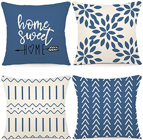 YCOLL Kissenbezug 40x40 4er Set Kissenbezüge leinen Kissenbezug Dekokissen Kissenbezüge für Sofa Gartenbett Couch Kissen 50x50cm (4er Set)