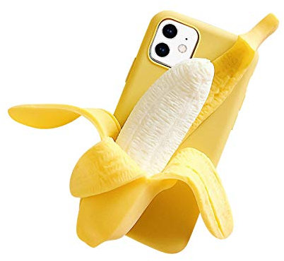 Colorful Super Spaß 3D Bananen Handyhülle für iPhone X/XR/XSMax/ 11/ 11Pro/ 11Promax/ 12/12 Pro/ 12Promax/ 12mini, Anti-Fall Pressure Shockproof Kratzfest TPU Phone Cover (für iPhone 12)