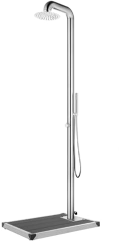 vidaXL Doccia da Giardino con Base Grigia 230 cm in Acciaio Inox