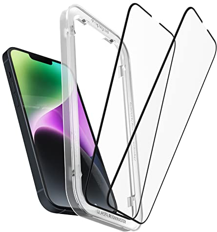 Spigen AlignMaster Full Coverage Tempered Glass Screen Protector for iPhone 16e, iPhone 14, iPhone 13, iPhone 13 Pro - 2 Pack