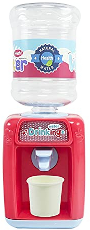 Mini Wasserspender mit Licht, Simulation Wasserspender Spielzeug Niedlichen Cartoon Mini Trinkbrunnen für Home Office Student Wohnheim Kinder Geschenk, Rot
