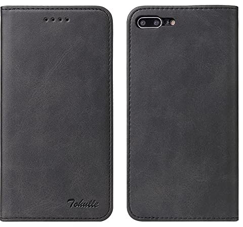 TOHULLE for iPhone 6 Plus iPhone 6S Plus Case, Premium PU Leather Wallet Case with Card Holder Kickstand Built-in Magnetic Closure Flip Folio Phone Cover for iPhone 6 Plus/6S Plus - Black