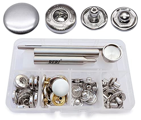 Anorak Druckknöpfe und Werkzeug Φ15mm Silber Messing Kleidung Druckknöpfe für Lederhandwerksjacke Handtasche Brieftasche