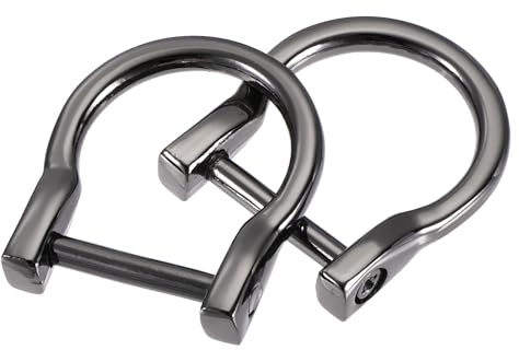sourcing map 23mm(0.91) U Shape Horseshoe D-Rings Screw-in Shackle Buckle for DIY Craft, Black 2pcs