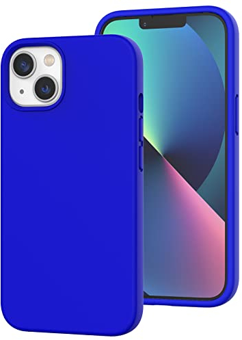 K TOMOTO Compatible avec IPhone 13, [Protection Contre Les Chutes] Coque en Silicone Liquide Antichoc Et Anti-Traces De Doigts avec Doublure en Microfibre pour IPhone 13 6,1 (2021), Klein Blue