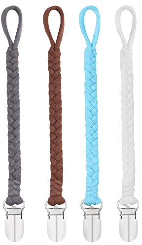BASICSLIFE Schnullerkette Baby, 4 Pack BPA-FREI Schnuller Halter Leinen Set, Passt Alle Schnuller Baby Zahnen Spielzeug, Baby Dusche (Baby-Stil A)