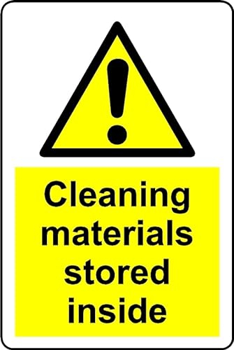 Cleaning materials stored inside safety sign - Self adhesive sticker (100mm x 150mm)