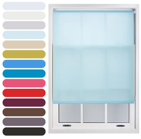 FURNISHED Daylight Roller Blind Trimmable Blinds Window Shade - Easy Install Non-blackout Fabric Complete Roller Blind Kit for Kitchen Living Room Bedroom, Duck Egg Blue, 235W x 165H cm