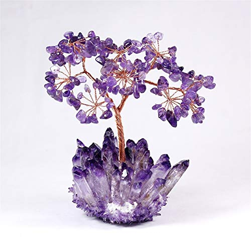 KIZQYN Money Tree Kristallbaum Amethyst Quarz Edelstein Baum Kristall Cluster Cluster Base Bonsai Glück Geldbaum Skulptur Home Office Decoratio Feng Shui Decor Tree (Color : B)