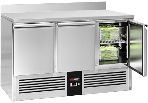 GGM Gastro | SAG147EAND | Kühltisch PREMIUM - 1370x700mm - 3 Türen - Aufkantung