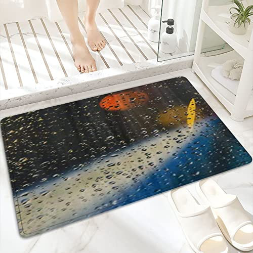 ANNKOOT Badematte, rutschfest Waschbar Badezimmerteppich 60x100 cm,Tautropfen auf Glas abstrakt,Badvorleger mit Wasserabsorbierenden, Weichen Mikrofasern für Badewanne, Dusche und Badezimmer