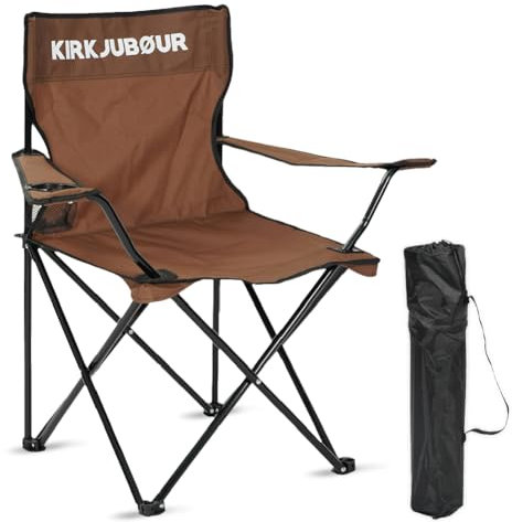 Kirkjubøur® Njörd Campingstuhl Outdoor Faltbarer, Leichter Klappstuhl ideal für Amgeln Festivals Garten Camping und Balkon (Braun)