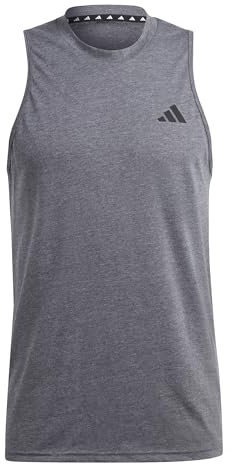 adidas Men's Train Essentials Feelready Training Sleeveless Tee, Dark Grey Heather/White/Black, L