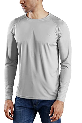 WILLIT Camiseta UV para hombre, manga larga, para natación, surf, pesca, senderismo, transpirable, secado rápido, protección solar, gris, L