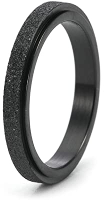 KnSam Eheringe Verlobungsring, 3MM Ehering Damen Matt, Edelstahl Ringe, Damenring Schwarz Gr.60 (19.1)