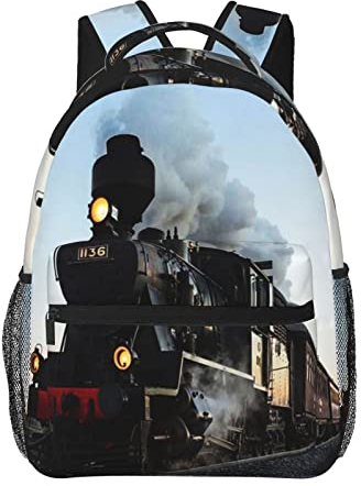 Reise-Laptop-Rucksack, Steam Morning Train, Eisenbahn-Rucksäcke, robuster Tagesrucksack, Notebook-Tasche, Geschenke für Männer, Frauen, Erwachsene