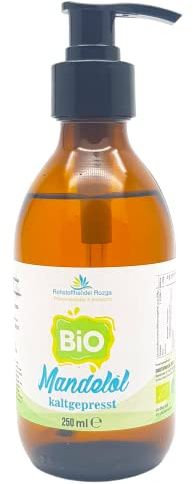 Mandelöl 1000 ml süß, kaltgepresst 100% rein Massageöl, Babyöl Gesicht, Körper, Haar, Bart, Nägel, Muskelentspannung (250ml)