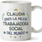 MUGFFINS Tazas Personalizadas para TRABAJADORA SOCIAL mujer - En Español - Mejor del Mundo - 11 oz / 330 ml - Regalo Personalizable original y divertido