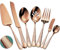 Xideman® 7-Piece Hammered 18/10 Stainless Steel Cutlery Serving Utensil Set - Hostess Flatware with Cake Knife & Cake Server (Copper)