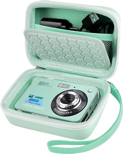Custodia per fotocamera digitale VOXPAN per principianti, 8 X Digital Zoom HD, fotocamera digitale 21 MP 1080P HD 2,7 pollici, fotocamera compatta, solo piccola scatola, verde, Borsa per abiti