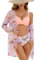 UMIPUBO Womens Swimsuit 3 Piece Bikini Sets Padded Swimwear with Beach Cover Ups Sexy Push Up Bikini Top Swim Bottoms Print Bathing Suits Swimming Costume Beachwear Sarong (Pink, M)