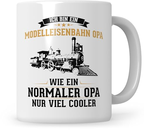 Sweetify Modelleisenbahn Opa Eisenbahn Tasse Spruch Hobby Zug Eisenbahner Geschenk