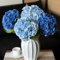 DUYONE 4 Stück 55,9 cm lebensechte künstliche Hortensien, 2 blaue und 2 dunkelblaue große echte Blumen, trockene Blumen, für den Außenbereich, Hochzeit, Weihnachten, Büro, Familie, Party, Wohnzimmer,
