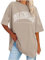 UHouse Damenmode Sale Damen Shirts Freizeit Grafik Blusen Retro Los Angeles Baumwolle Bluse Frauen Longshirt Lose Mode Motiv Tshirts Frau Rundhals Fashion Tunika Sale Damen Khaki S