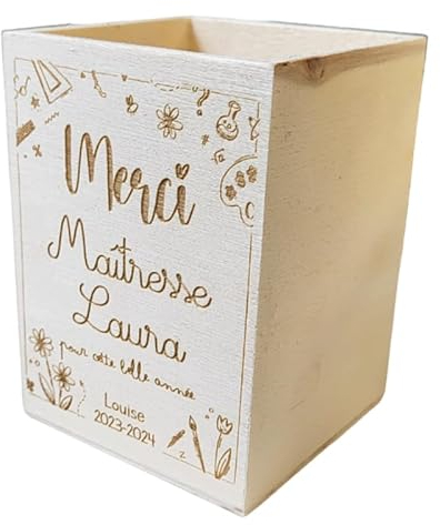 Ma Fabrique Perso - Pot à Crayon Rectangle - Fleurs - Personnalisable