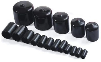 10-50pcs Rubber cap, nut, silicone sleeve plug, soft lid, end cover, thread protection, plastic blanking protection, cover plug-Black-25 pcs-9.5mm