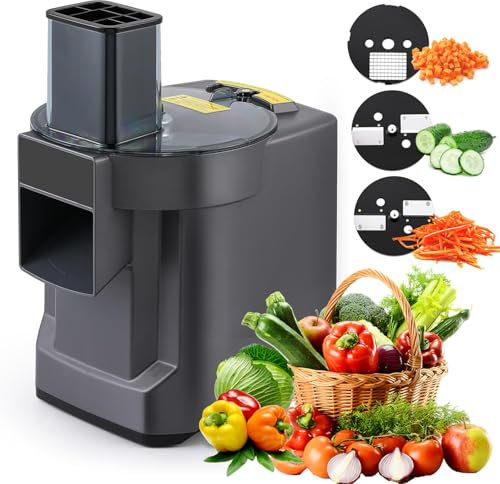 3 in 1 Elecric Vegetable Chopper Multifunctional Vegetable Dicer Slicer Shredder Automatic Veggie & Fruit Cutter Machine, Food Processor for Onion Carrot Cucumber, Commercial & Home Use