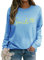Dresswel Damen Sweatshirt Smile Brief Drucken Pullover Lustiges Lächelndes Rundhals Langarmshirt Baumwolle Pulli Herbst Winter Casual Oberteile Langarm Tops(Hellblau, S)