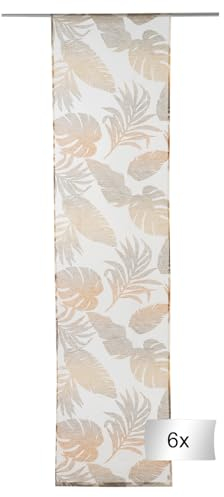 Home4You Flächenvorhänge 6er Set Schiebevorhänge Schiebegardinen Vorhänge - Polyester - Cremefarben - Kupferfarben - 60x245 cm