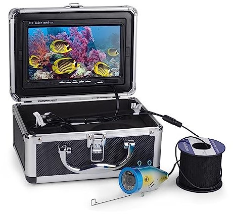 WEIJICUI Unterwasserkamera Fischfinder Unterwasser-Angelkamera 7 Zoll 1000TVL wasserdichte Video-Unterwasserkamera 24PCS Infrarotlampe Eisfischen 30 Mete für Bootsangeln