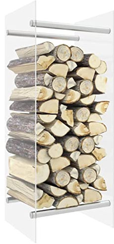 LXWKAI Portalegna Trasparente 40x35x100 cm in Vetro temperato, portalegna, scaffale per Legna da ardere, portalegna in Metallo ventilato per Esterni o Interni, Set Porta Legna
