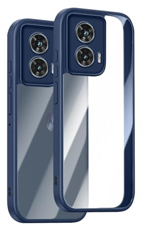 KeHowy Cover per Motorola Moto Edge 50 Fusion, Antiurto Cellulare Paraurti Custodia, Solida Colore Opaco Silicone TPU Telaio, Anti-Graffio PC Retro Trasparente per Motorola Moto G85 5G/S50 Neo - Blu